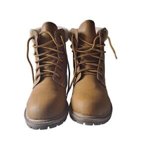 Espirit Camper Wheat Color PU Upper Faux Fleece Lining Lug Sole Work Boots -8.5M